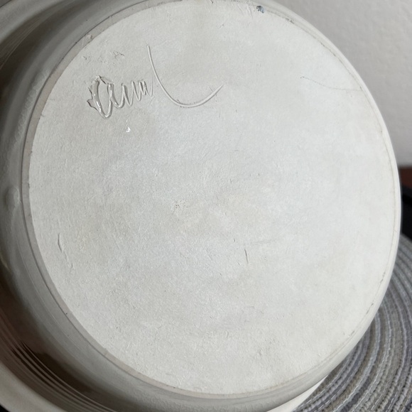 Whimsical Handmade Pottery Pie Deep Dish Plate Pan Hand Painted Apple Peach - Picture 9 of 11